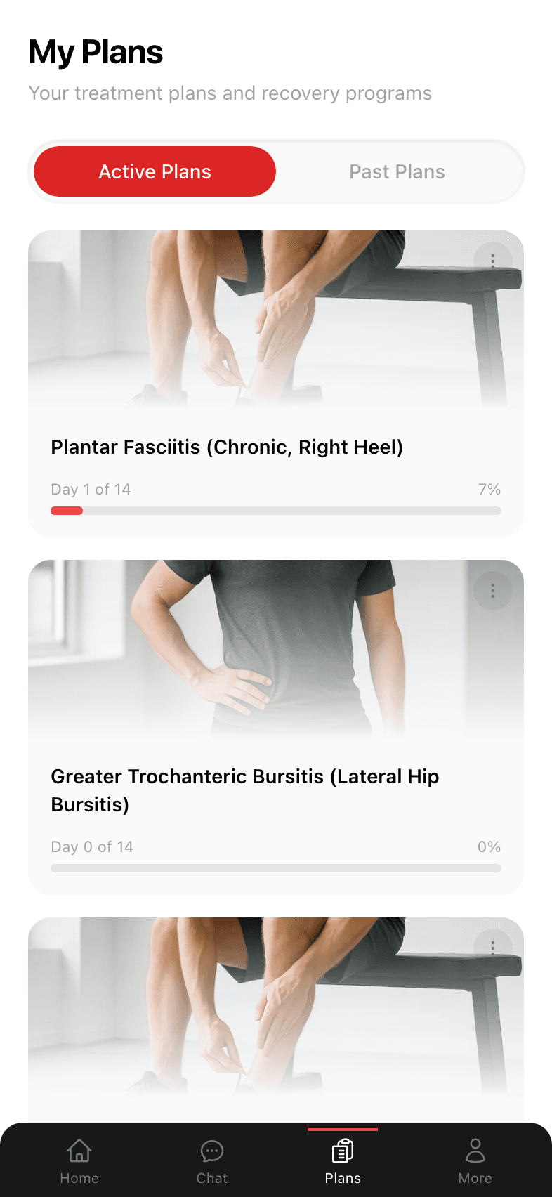 My Plans page with Active Plans tab